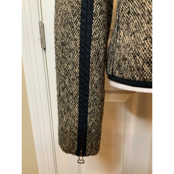 Lanvin Black Gray Tweed Mohair Wool Blend Zip-Up Moto Jacket Fringe Size 38 | 6 - Picture 6 of 7